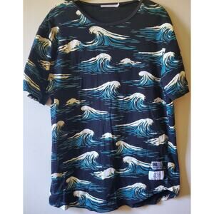 Reason New York Bad Kids Abstract Ocean Waves Graphic T-Shirt Navy Men's Large